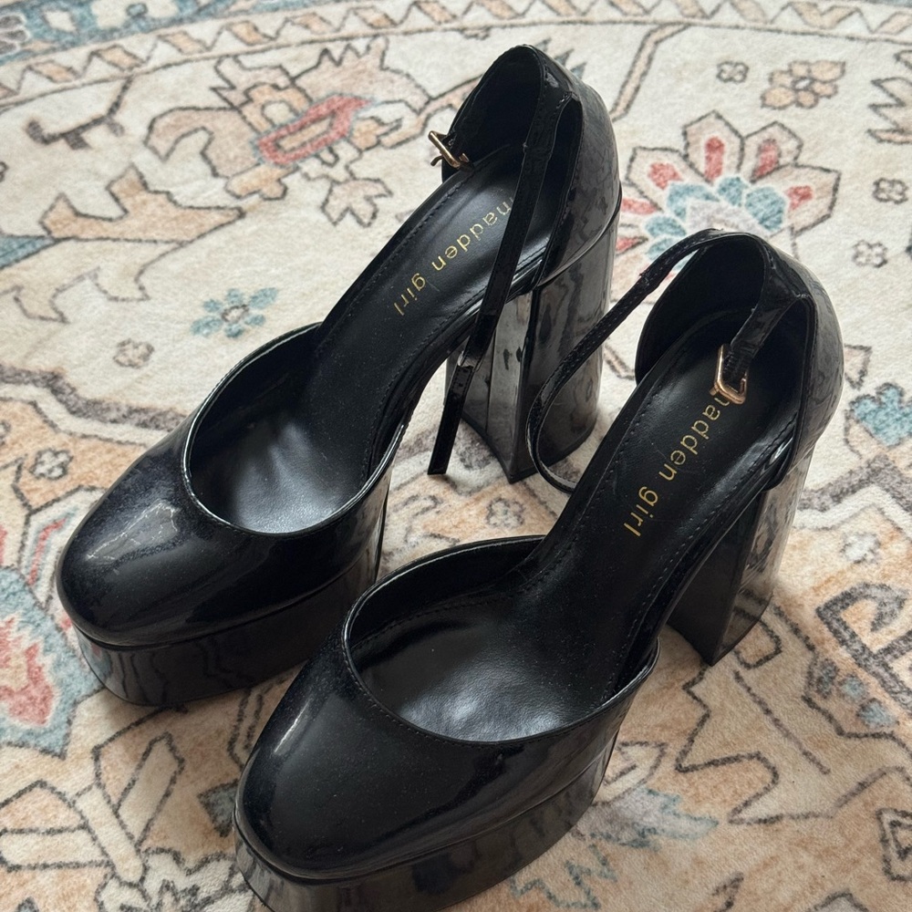 Madden Girl Glossy Black Platform Shoes